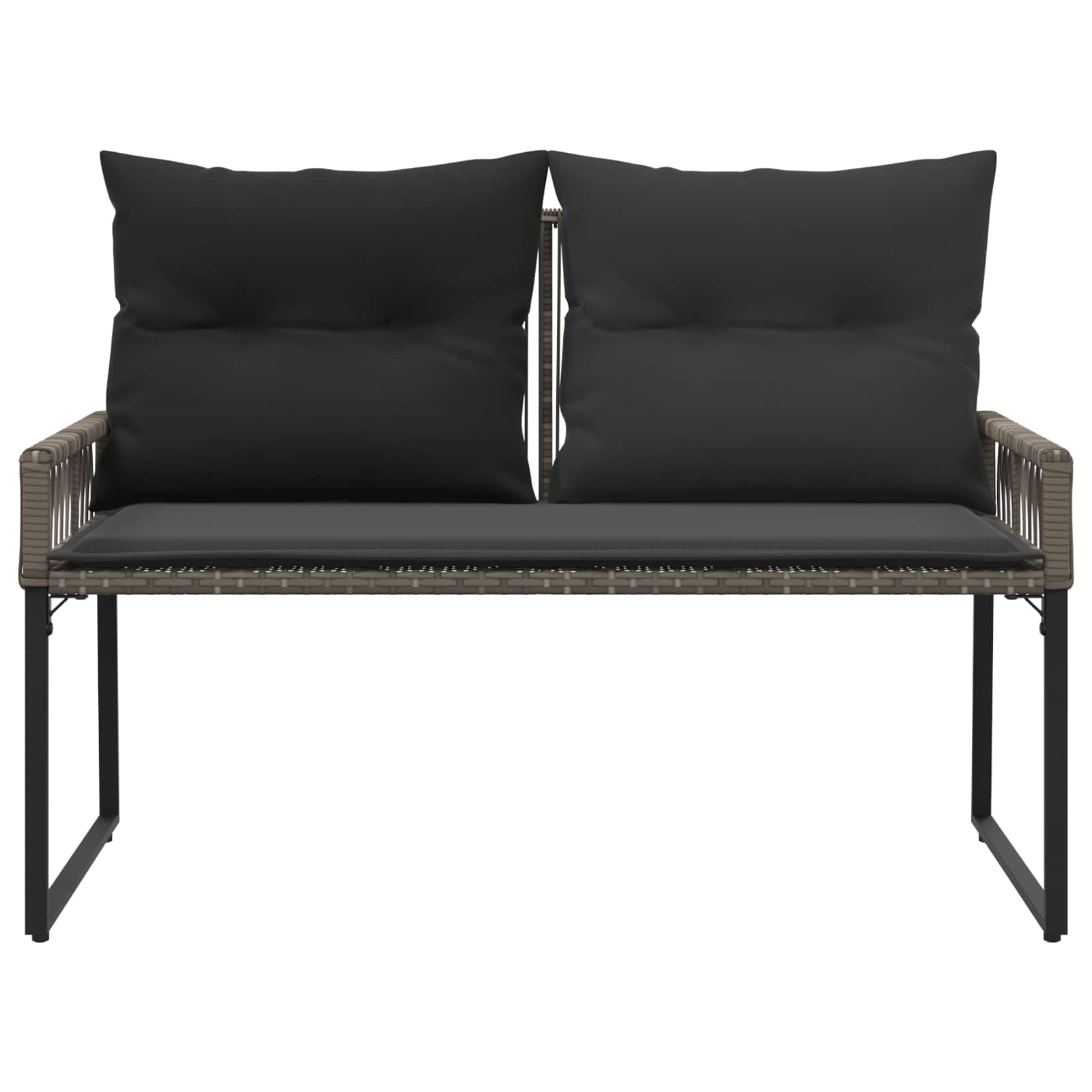 Bank Outdoor mit Kissen 4 pcs Schwarz und Cremeweiß Poly-Rattan