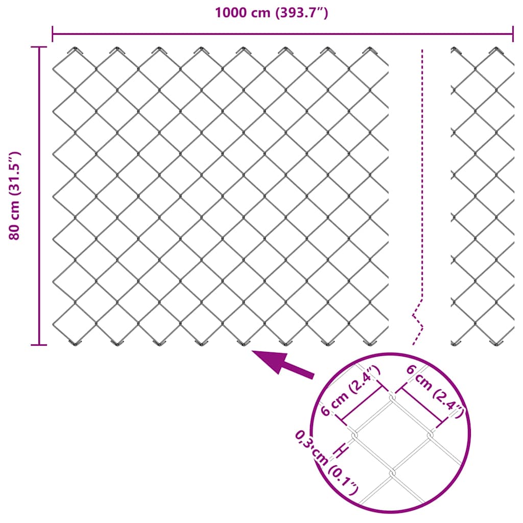 Outdoor Kettenglied-Zaun Erdfixierung 10 x 0,4 m Grün Netz