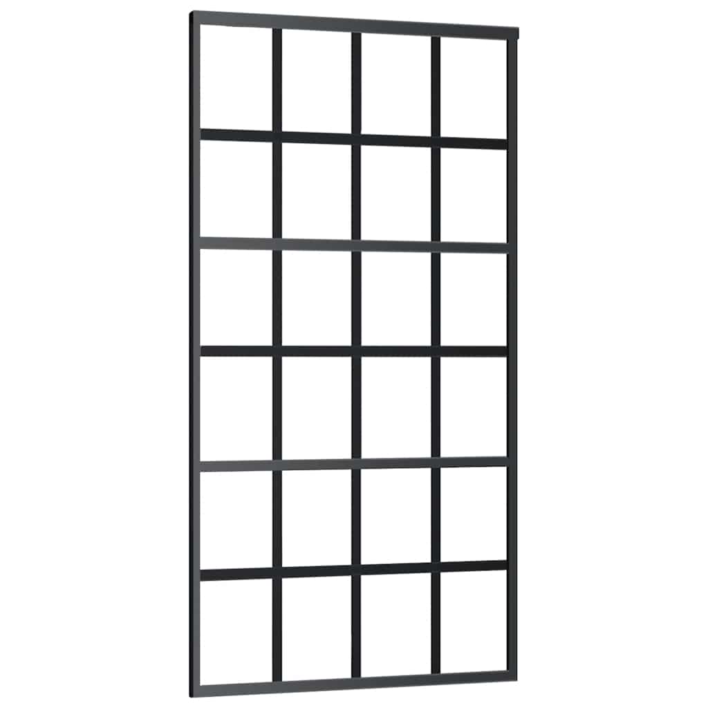 Schiebetür 3-teilig ESG-Glas und Aluminium 76x205 cm Schwarz