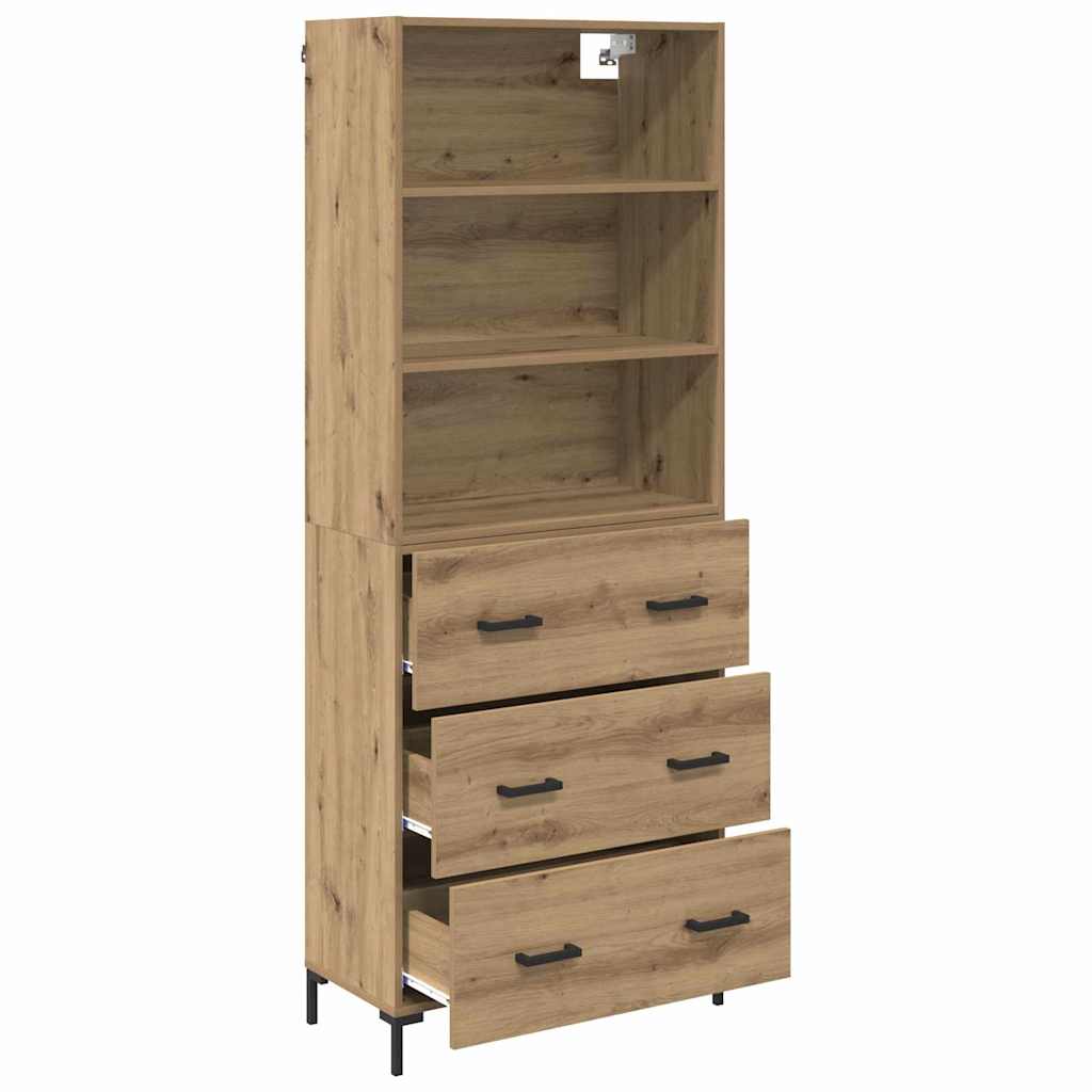 Highboard Hochglanz-Weiß 69,5x34x180 cm Holzwerkstoff