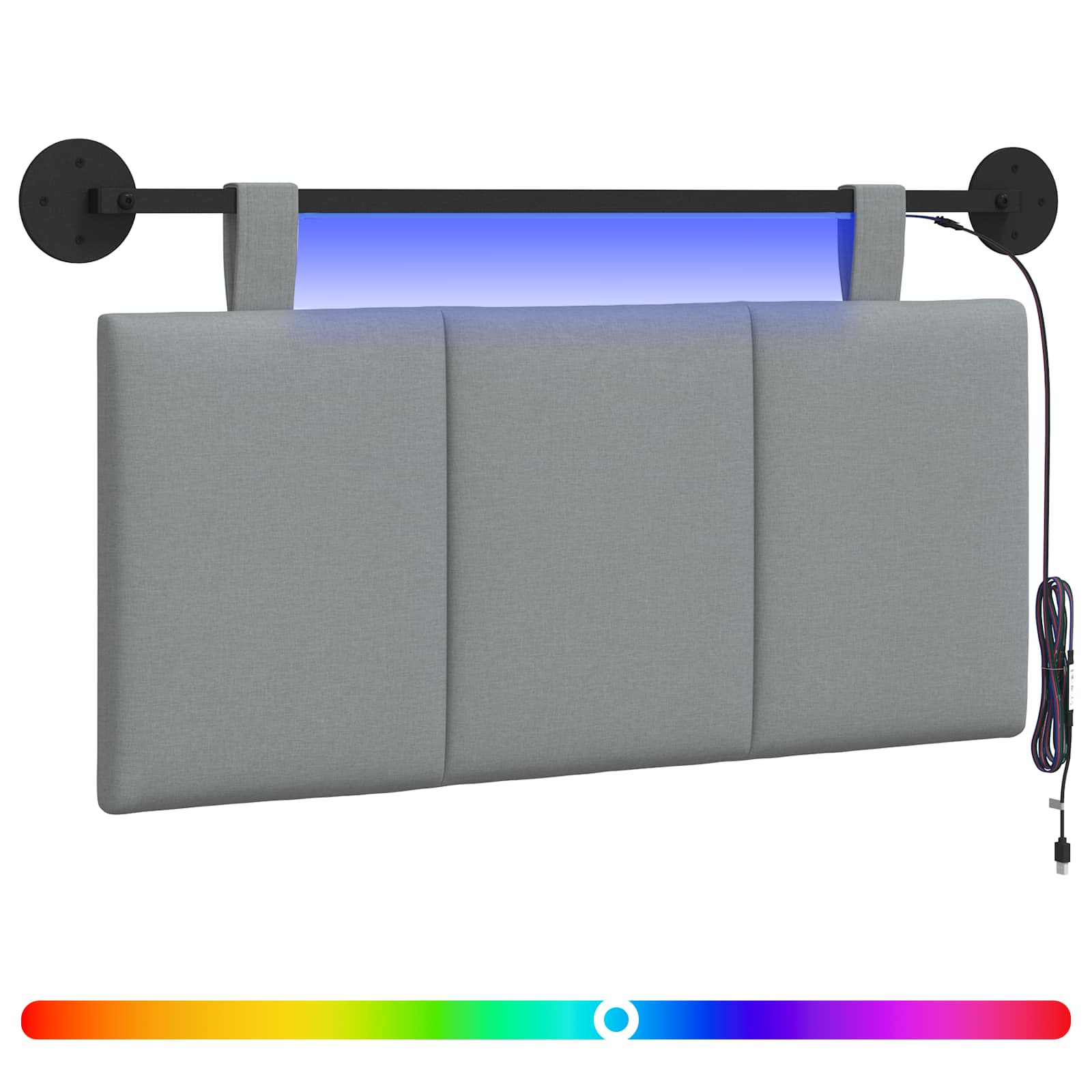 Hängendes Kopfteil Mit LED Licht Wolkengrau Stoff
