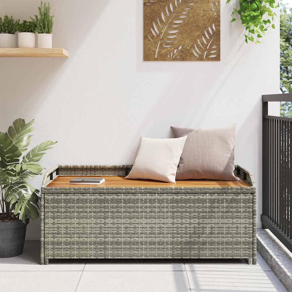 Bank mit Stauraum Schwarz 100x50x52 cm Poly Rattan Akazienholz