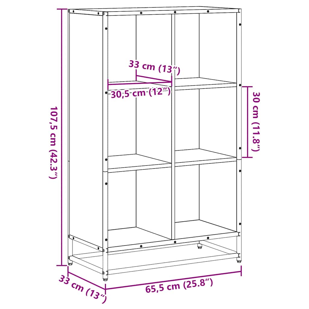 Bücherregal Schwarz 97,5x33x107,5 cm Holzwerkstoff und Metall