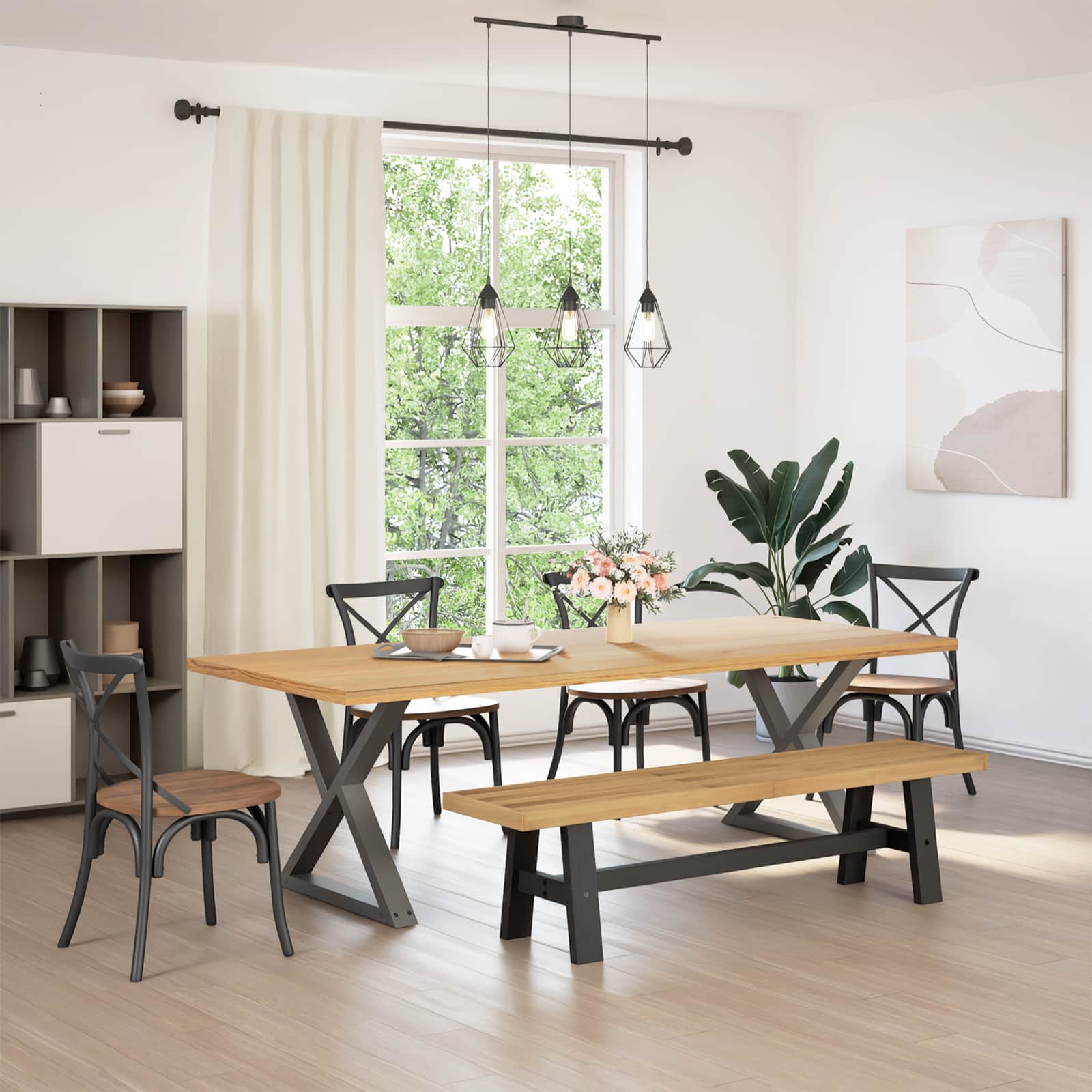 Esstischbank NOAIN 180 x 41 x 45 cm Massives Kiefernholz