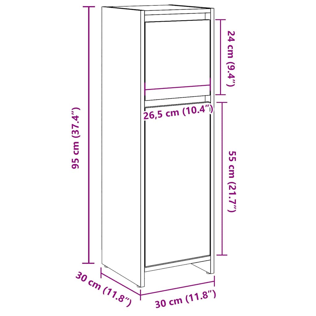 Badezimmerschrank Weiß 30x30x95 cm Holzwerkstoff