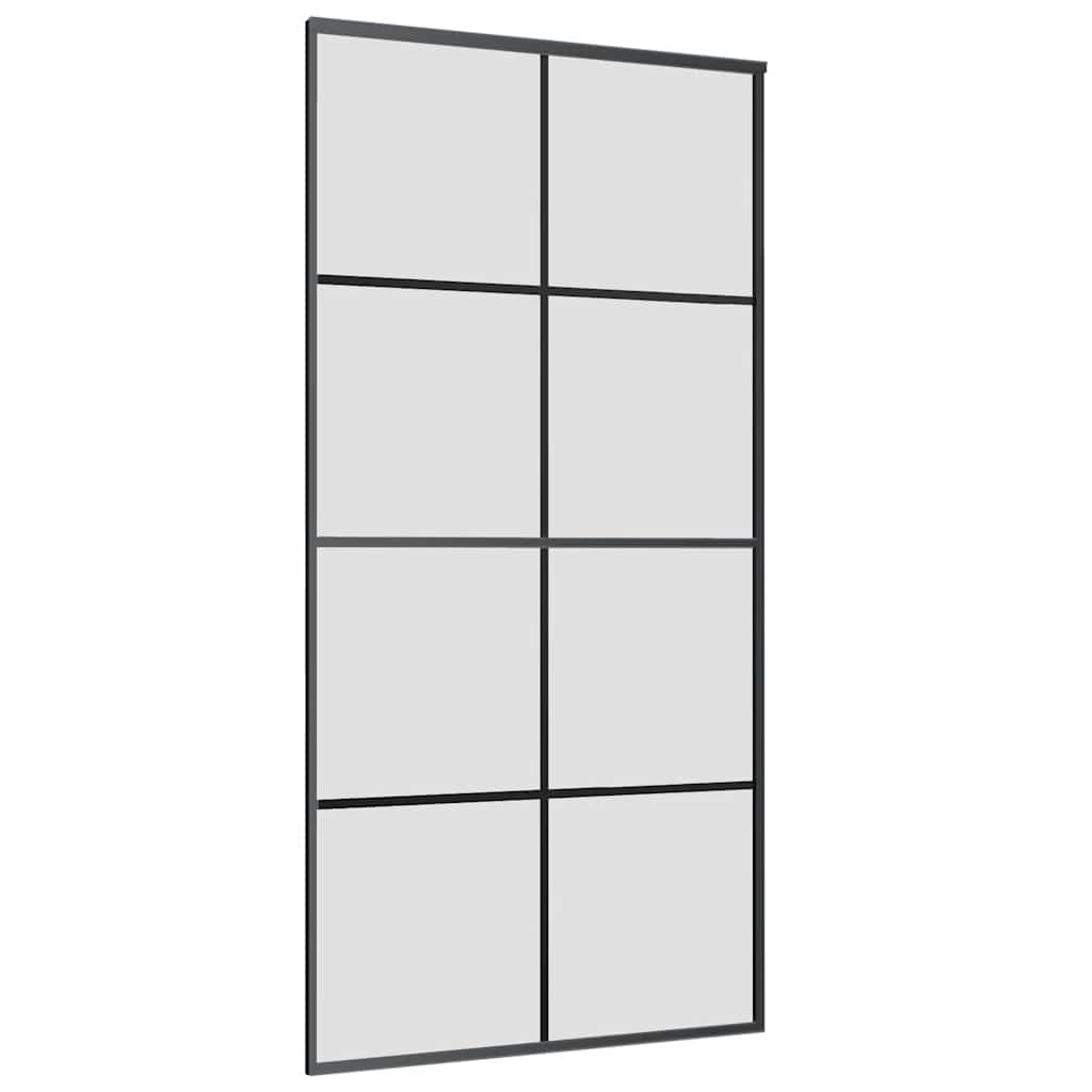 Schiebetür mit Beschlag Schwarz 76x205 cm ESG-Glas