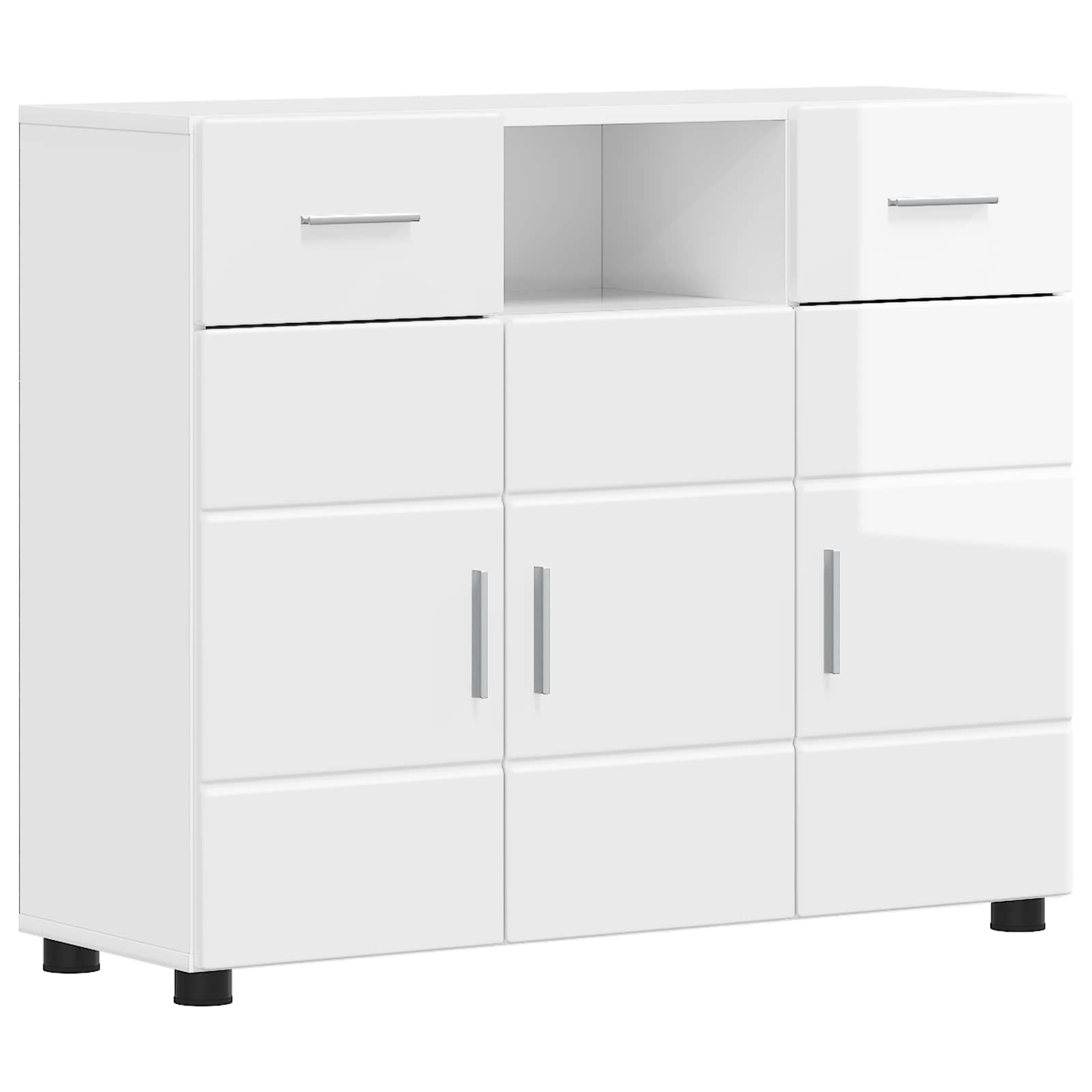 Highboard mit Regal FLORIN Weiß 60 x 35 x 182 cm Holzwerkstoff