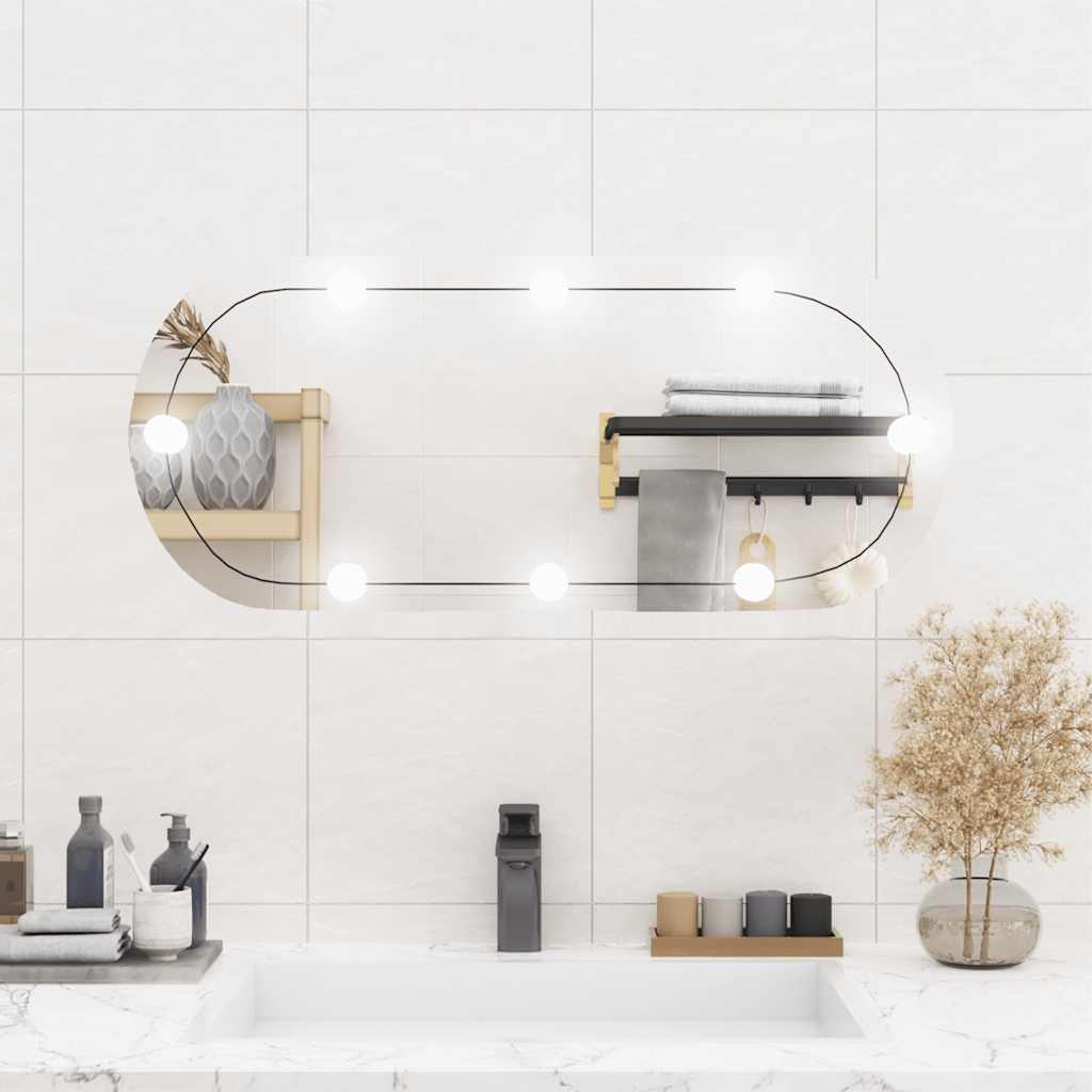 Spiegel mit LED-Leuchten 60x30 cm Glas Oval