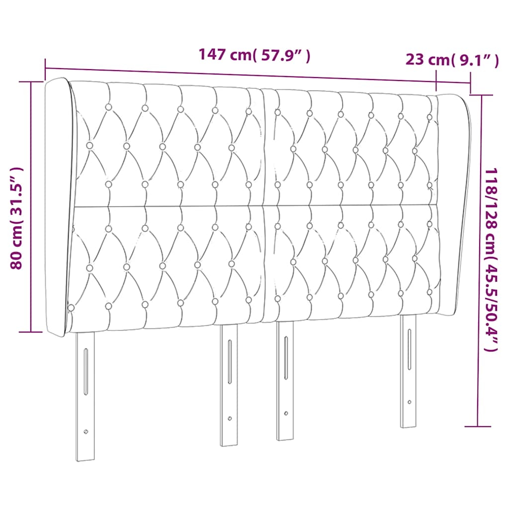 Kopfteil mit Ohren Dunkelblau 93x23x78/88 cm Samt