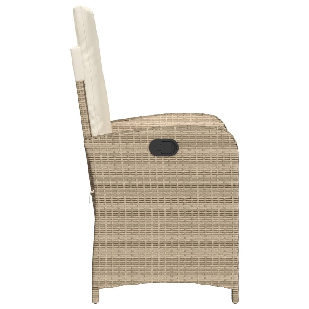 Gartensessel Verstellbar mit Kissen Schwarz Poly Rattan