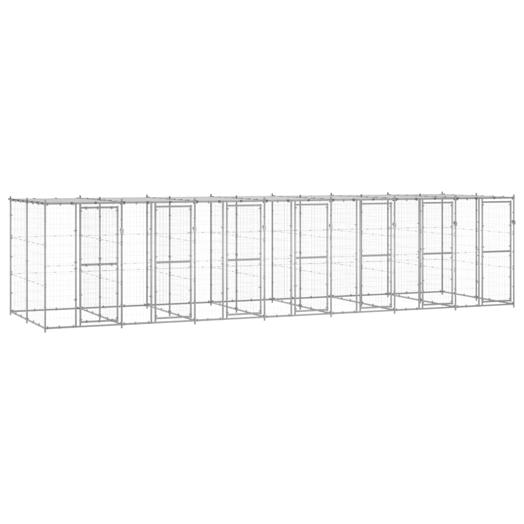 Outdoor-Hundezwinger Stahl mit Überdachung 110x220x180 cm