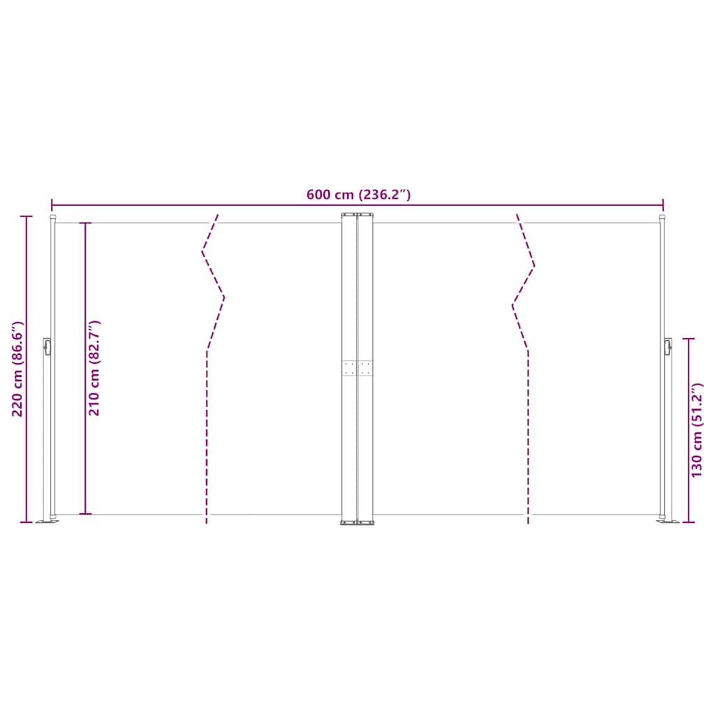 Ausziehbare Seitenmarkise 160×600 cm Braun