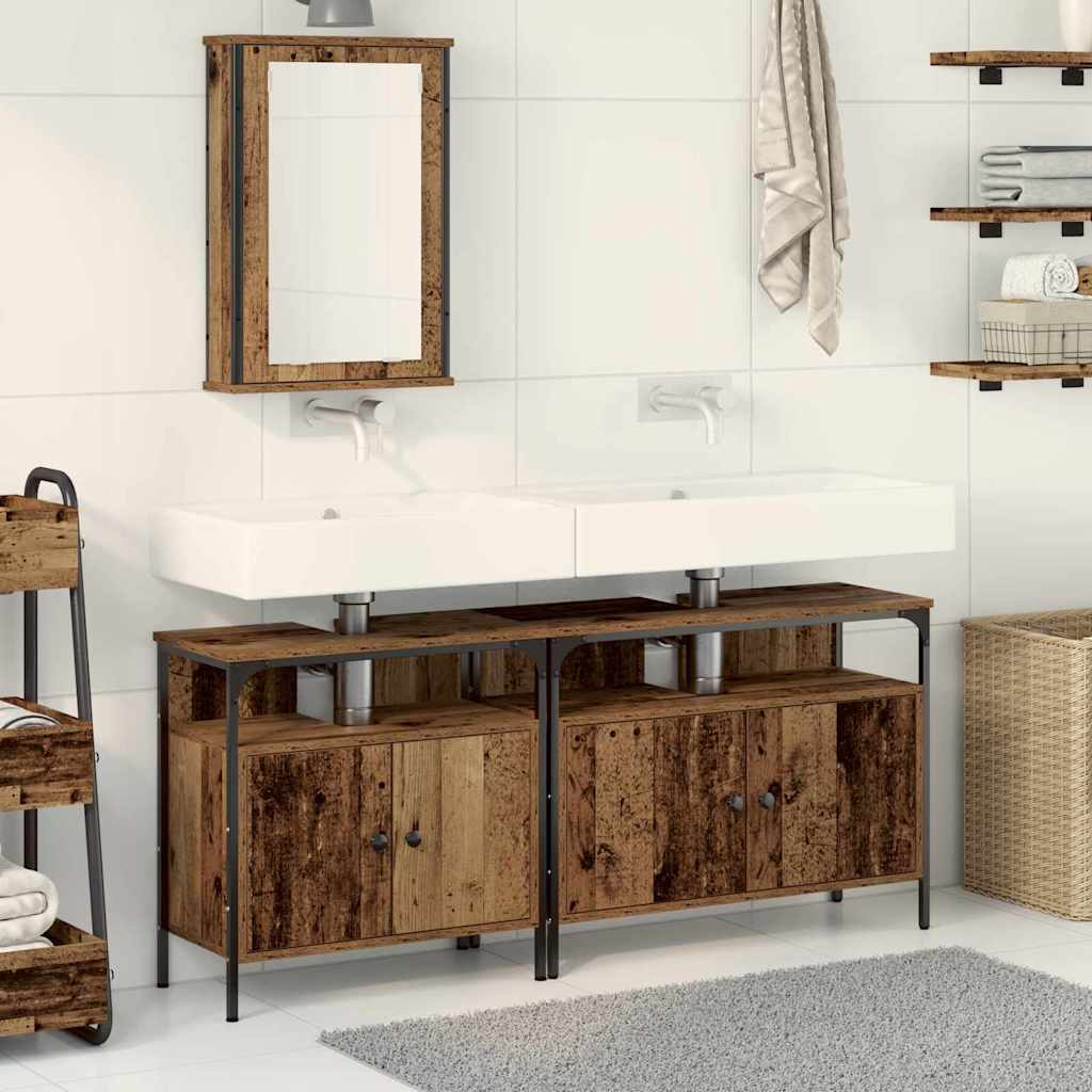 3-tlg. Badmöbel-Set Räuchereiche Holzwerkstoff