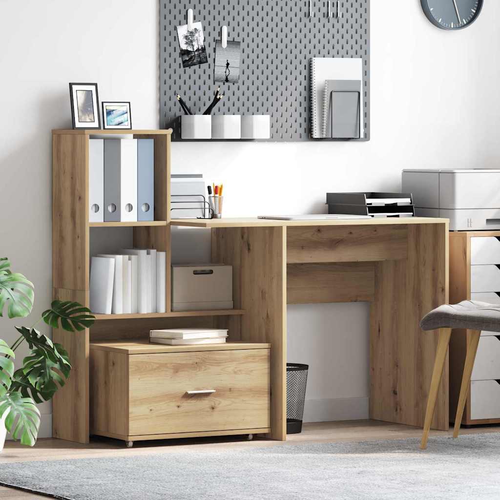 Schreibtisch mit Regal Weiß 131,5 x 50 x 106,5 cm Holzwerkstoff