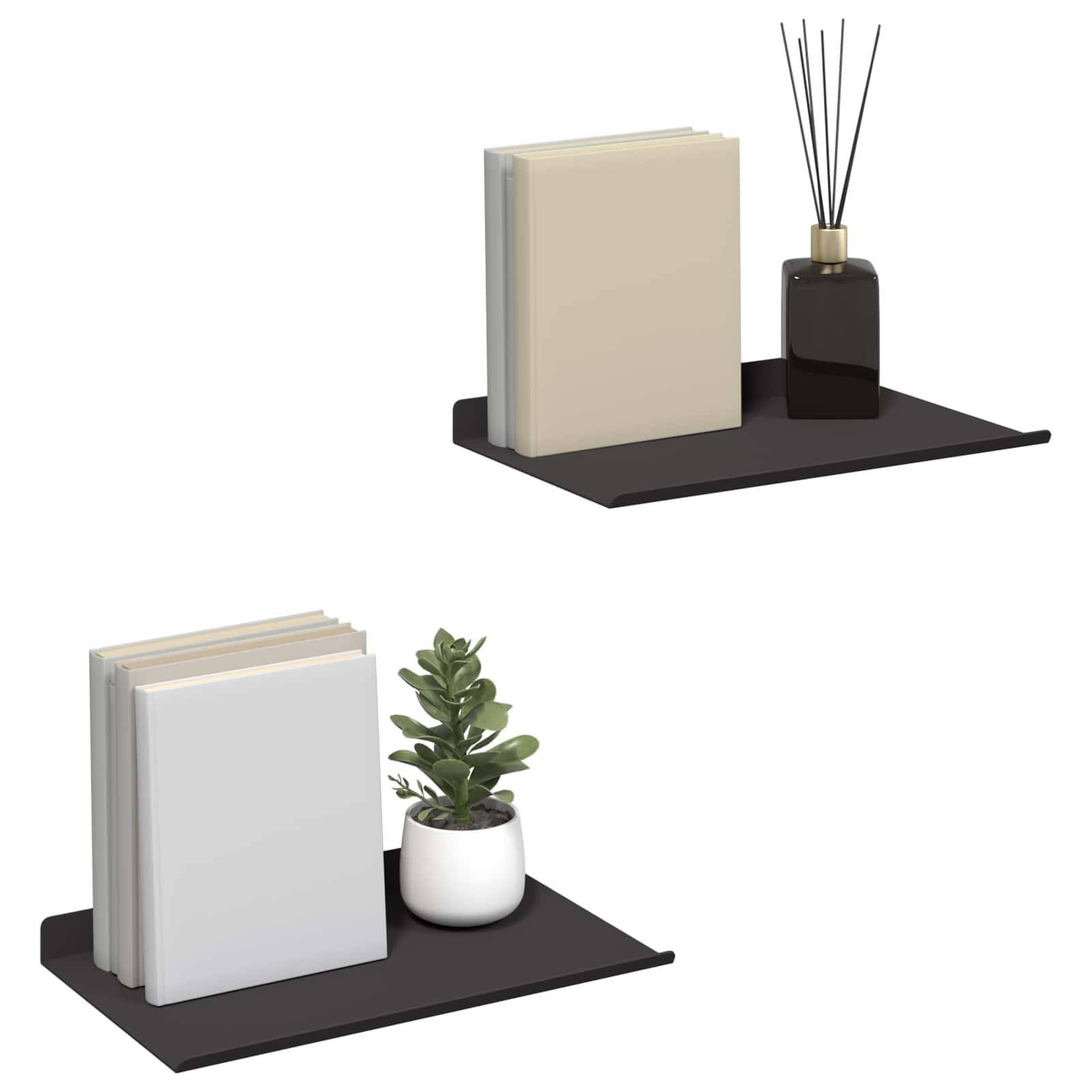 Schwebendes Regal 3 pcs Schwarz 40 x 9 x 2,5 cm Stahl