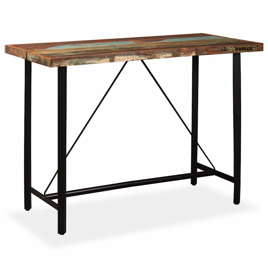 3-tlg. Bar-Set Altholz Massiv, Echtleder und Canvas