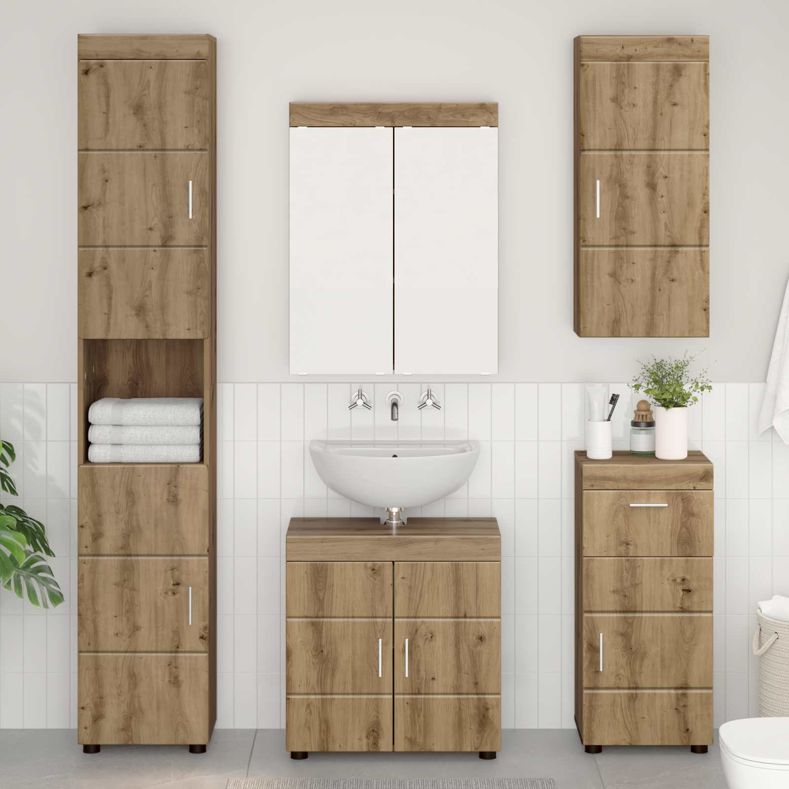 Badezimmermöbel-Set TULUM 2 pcs Weiß 60 x 34 x 63 cm