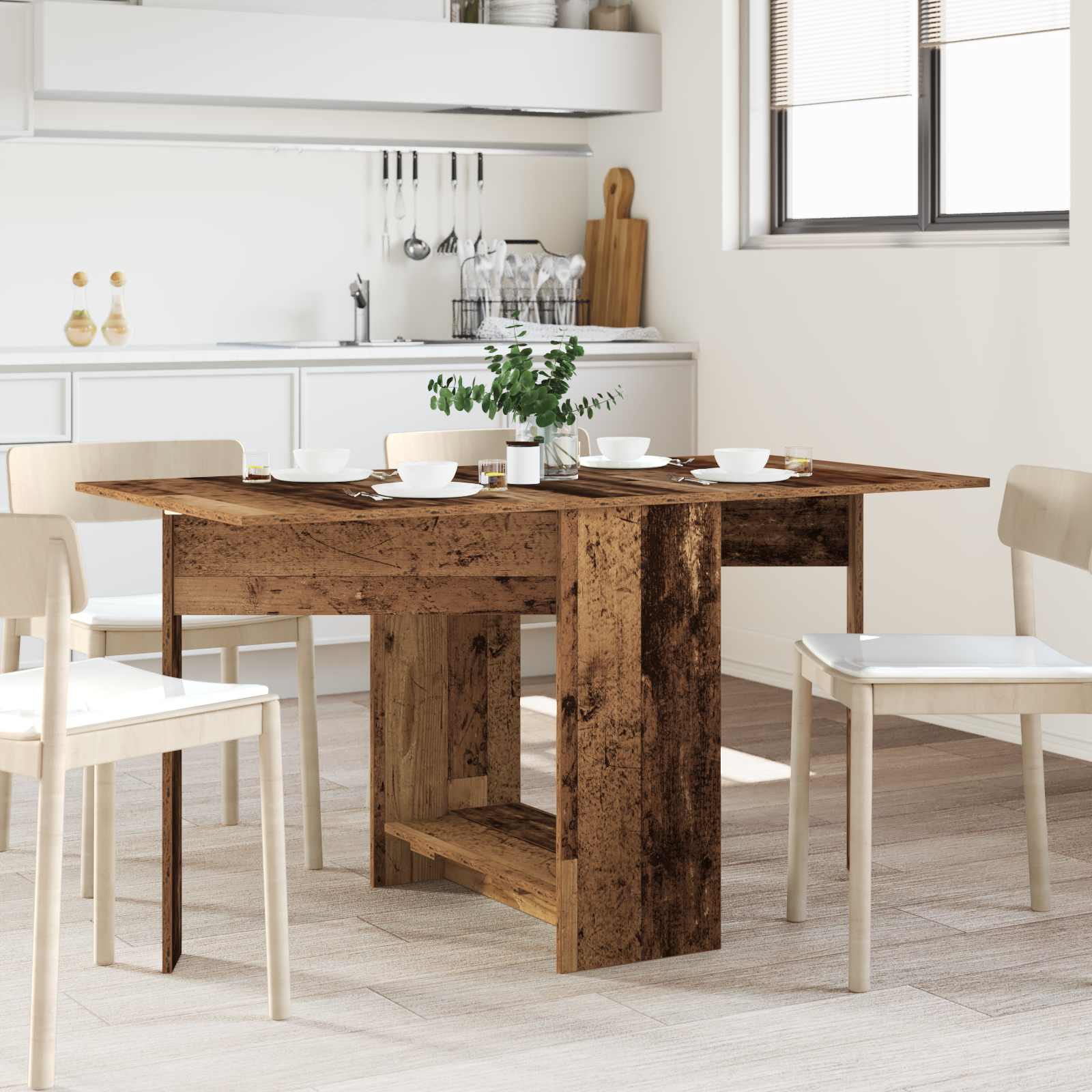 Esstisch 138 x 70 x 73,5 cm Holzwerkstoff Weiß Rechtwinklig