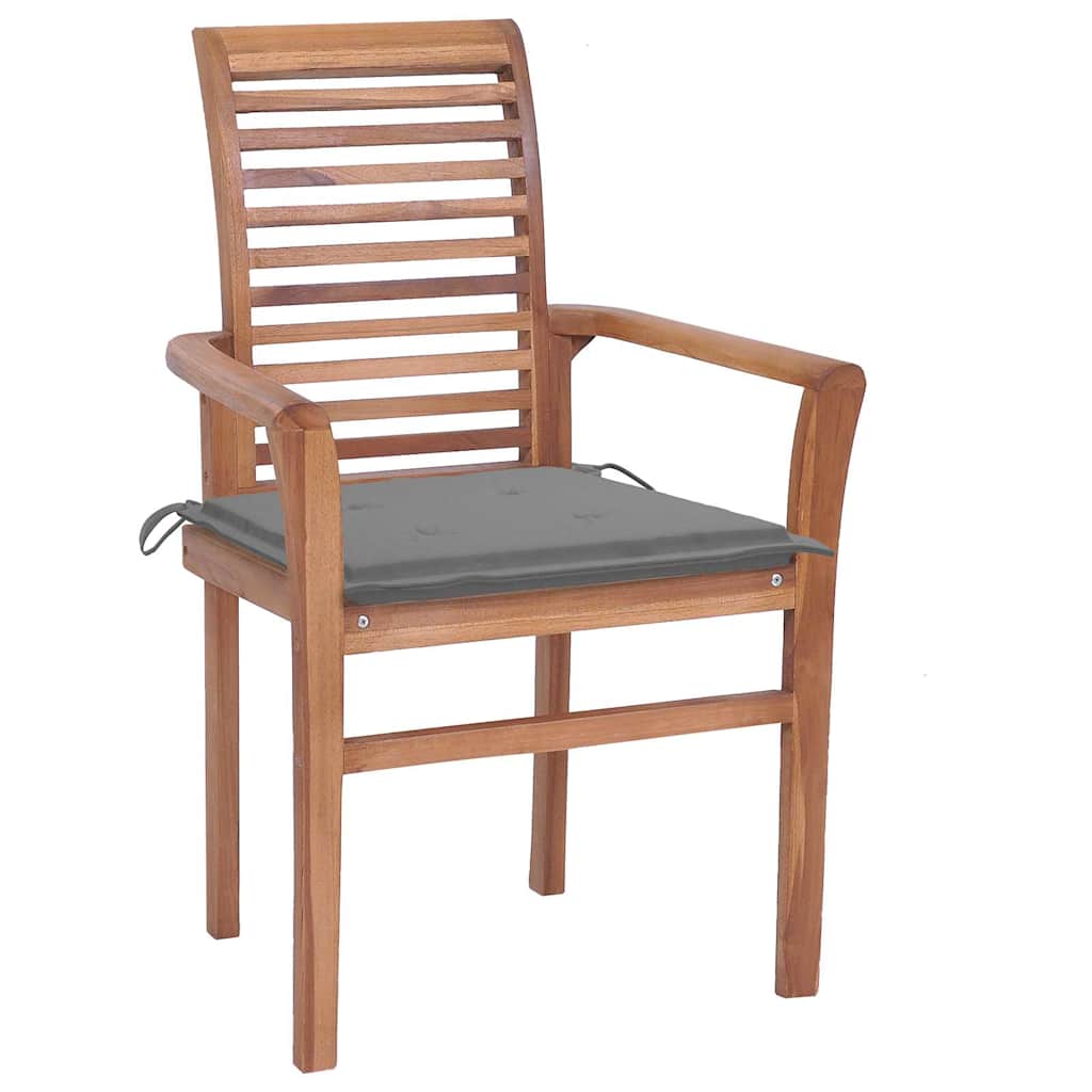 Essstühle 4 Stk. mit Anthrazit Kissen Massivholz Teak