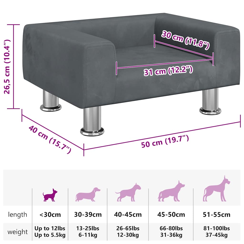 Hundebett Blau 70x45x26,5 cm Samt