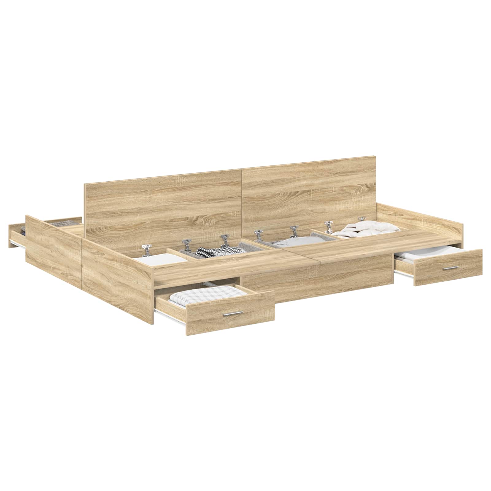 Aufbewahrungsbettgestell Weiß 200 x 200 cm Holzwerkstoff