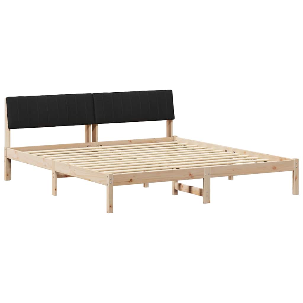 Bettgestell Braun und hellgrau 200 x 200 cm Massivholz Kiefer