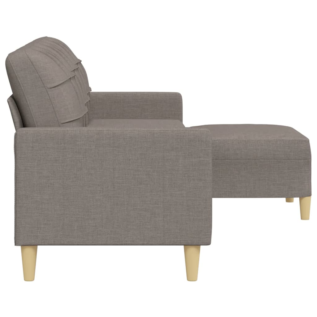 3-Sitzer-Sofa mit Hocker Taupe 180 cm Stoff