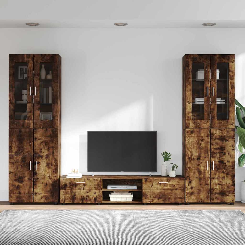 Highboard mit Regal FLORIN Weiß 60 x 35 x 182 cm Holzwerkstoff
