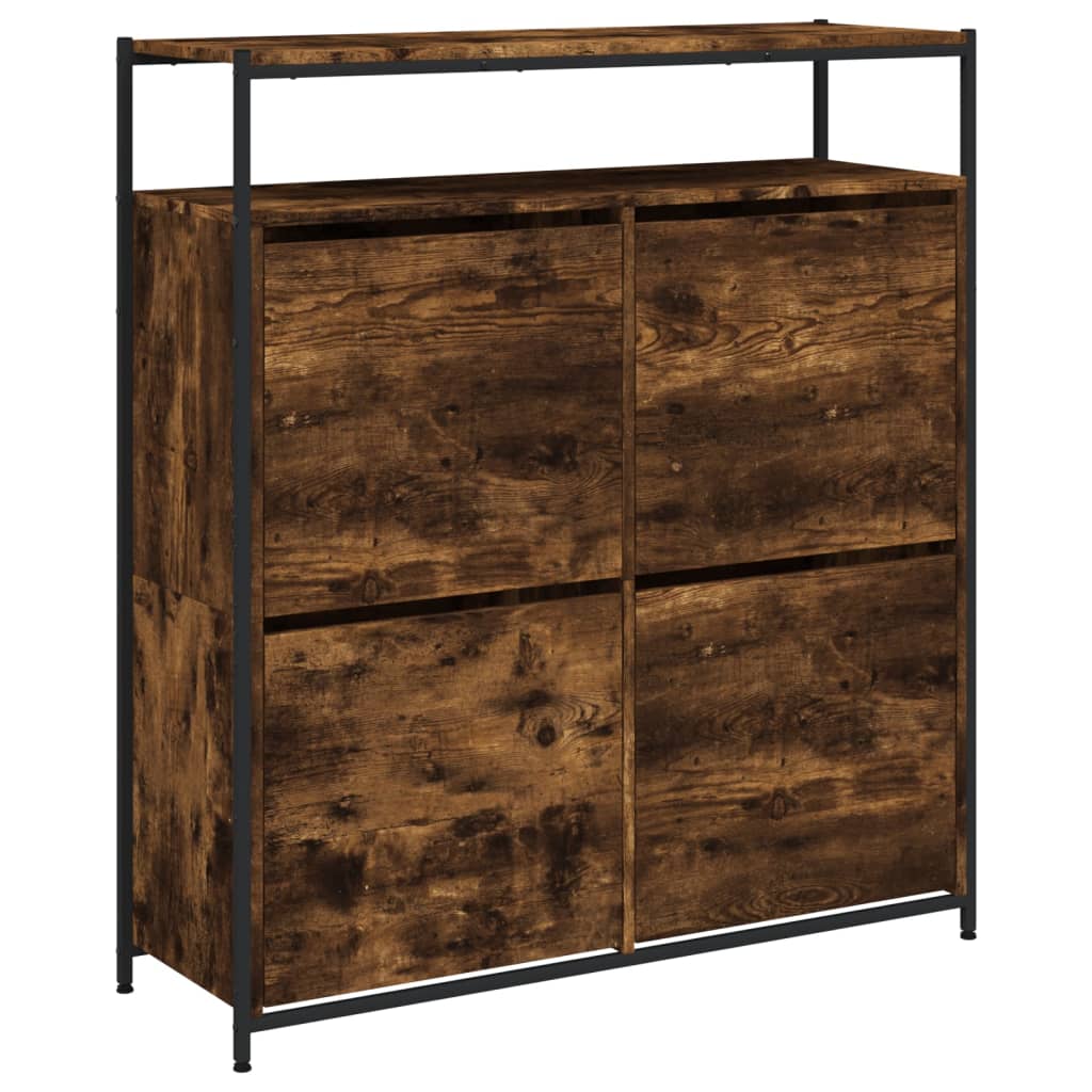 Schuhschrank mit 4 Klappen Sonoma-Eiche 100x34x112 cm