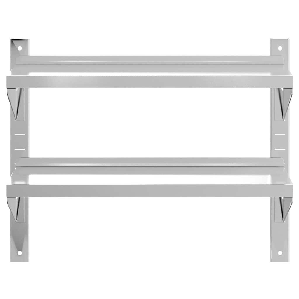 Wandregal mit 2 Böden 100x40x60 cm Silbern Edelstahl
