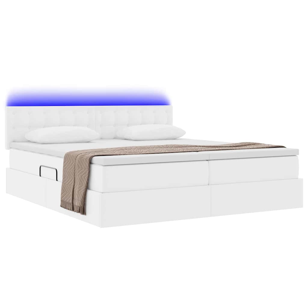 Bett mit Stauraum und LED Schwarz 180 x 200 cm Kunstleder