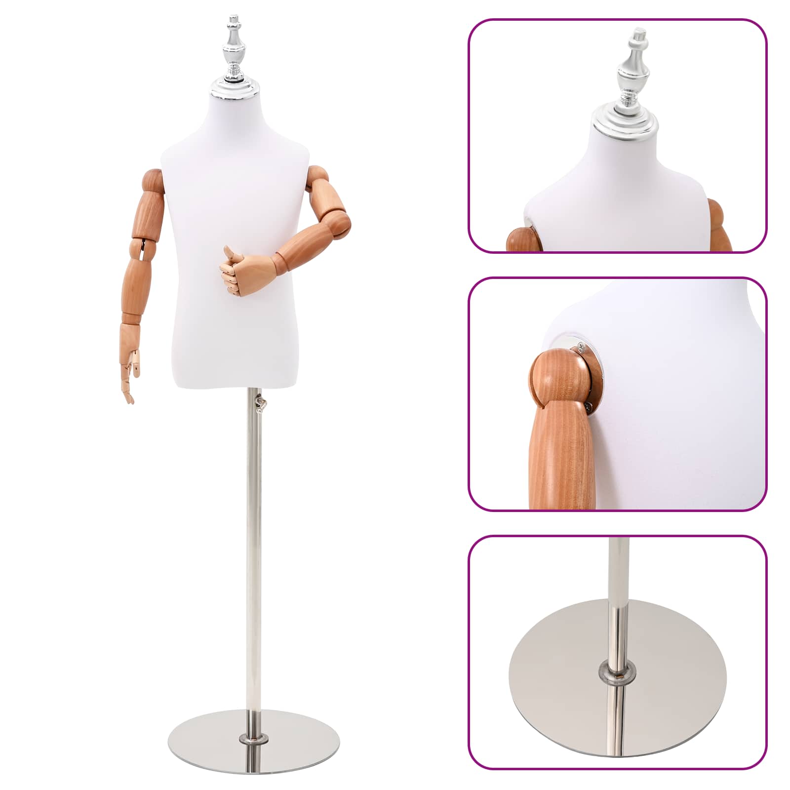 Verstellbares 120-150 cm Mannequin mit Basis Unisex PP Weiß