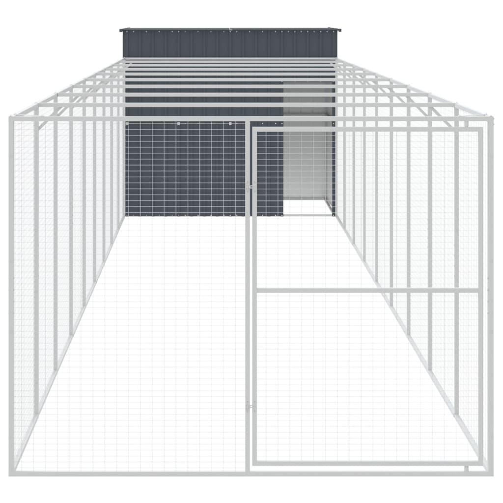 Hundehütte mit Dach Anthrazit 214x153x181 cm Verzinkter Stahl