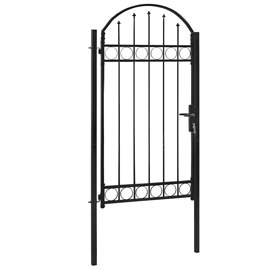 Gartentor ASSEN mit Bogenabschluss Stahl 102 x 125 cm Schwarz