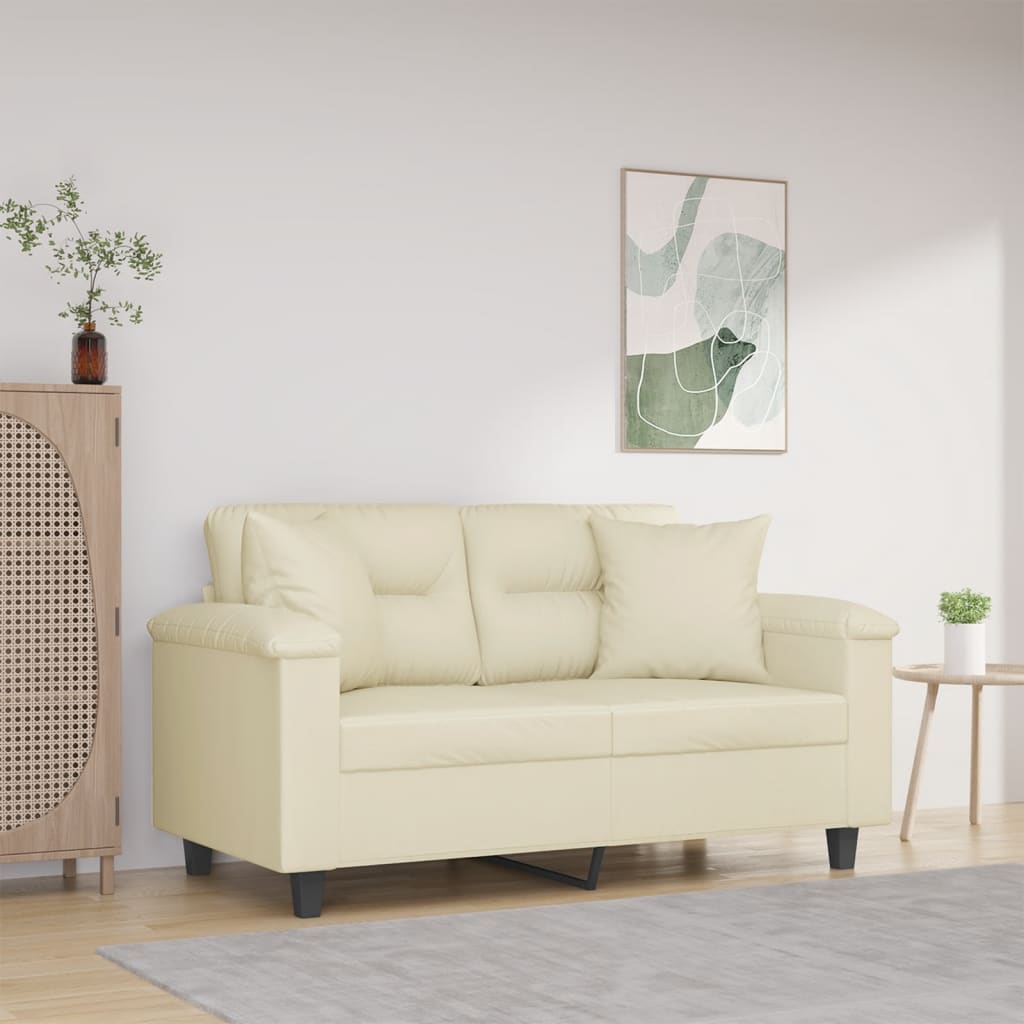 2-Sitzer-Sofa mit Zierkissen Weinrot 120 cm Kunstleder