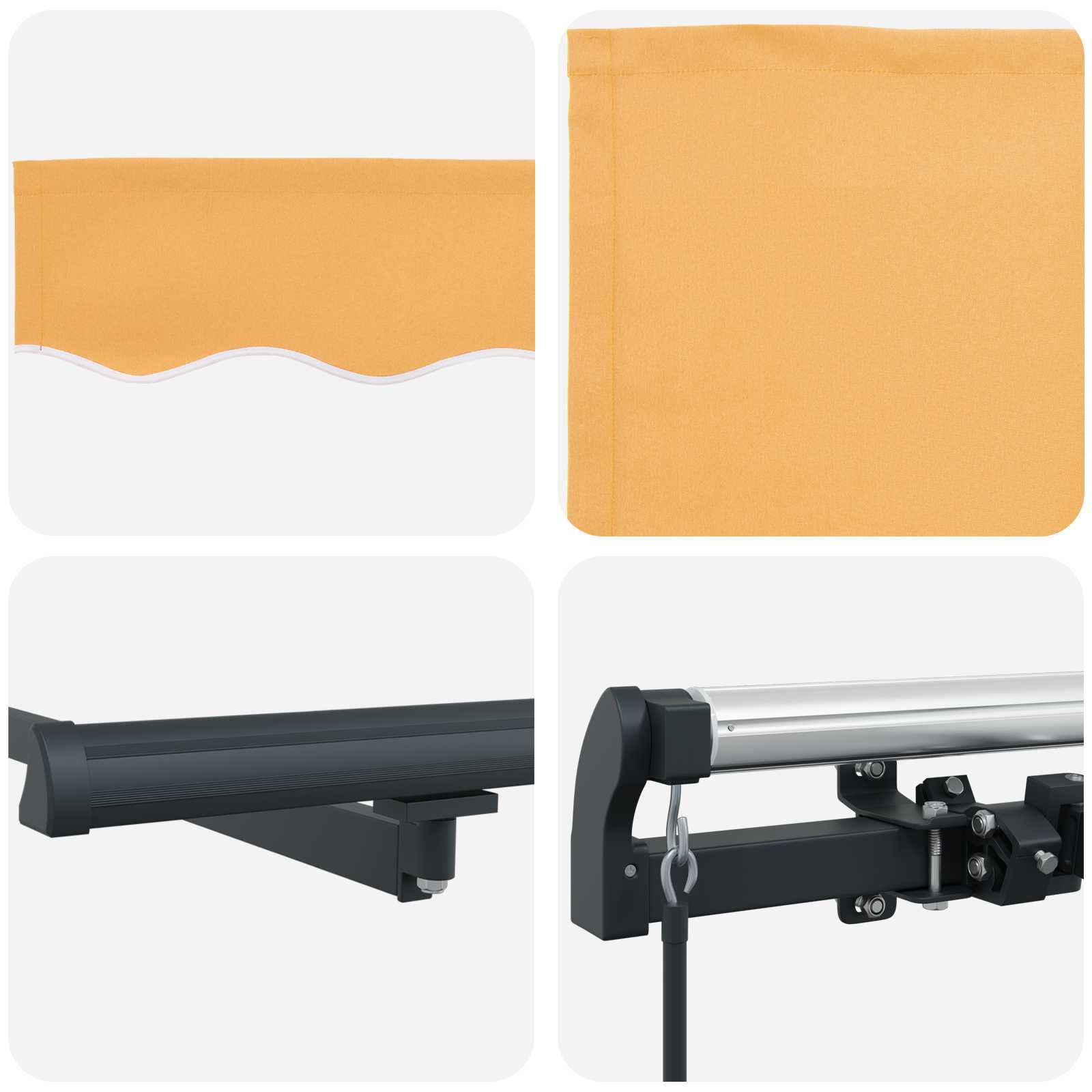 Markise Manuell Einziehbar mit LED 300x250 cm Blau und Weiß