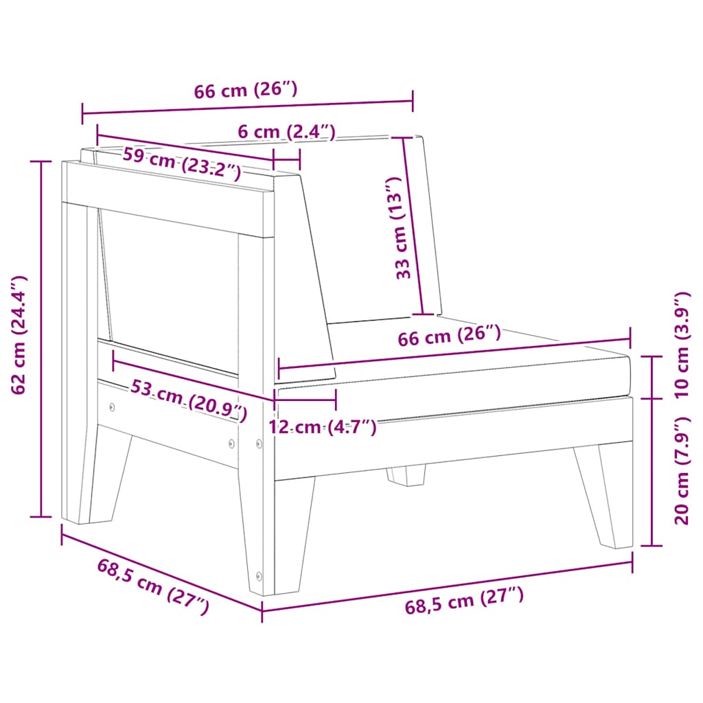 2-tlg. Garten-Lounge-Set mit Auflagen Massivholz Akazie