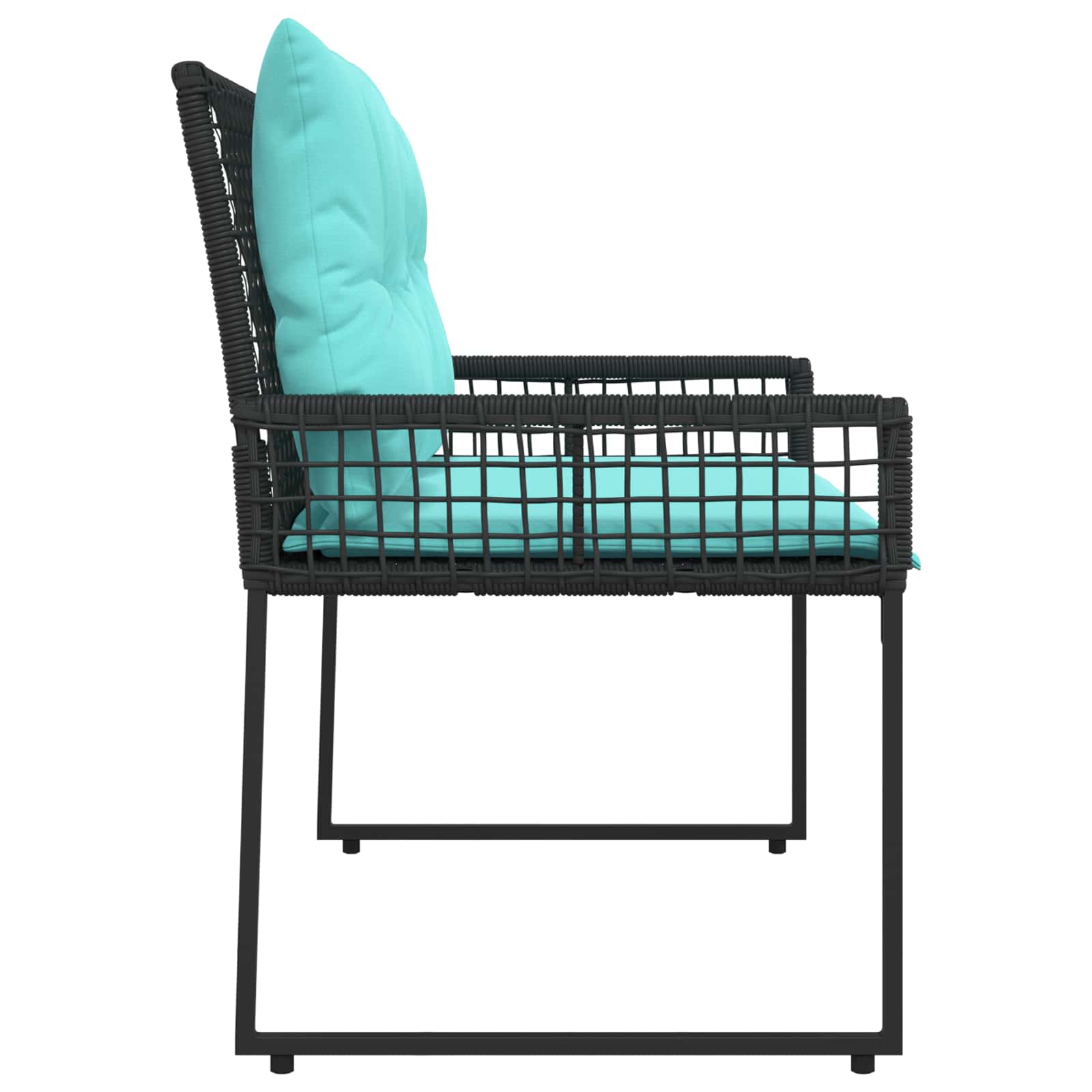 Bank Outdoor mit Kissen Schwarz und Cremeweiß 118 x 55 x 82 cm