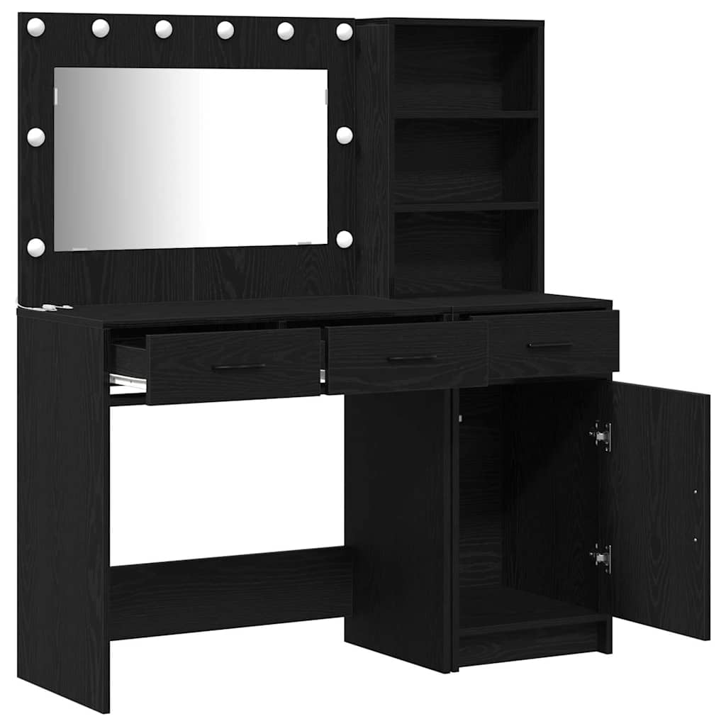 Schminktisch mit Spiegelbeleuchtung 2 pcs Weiß Holzwerkstoff