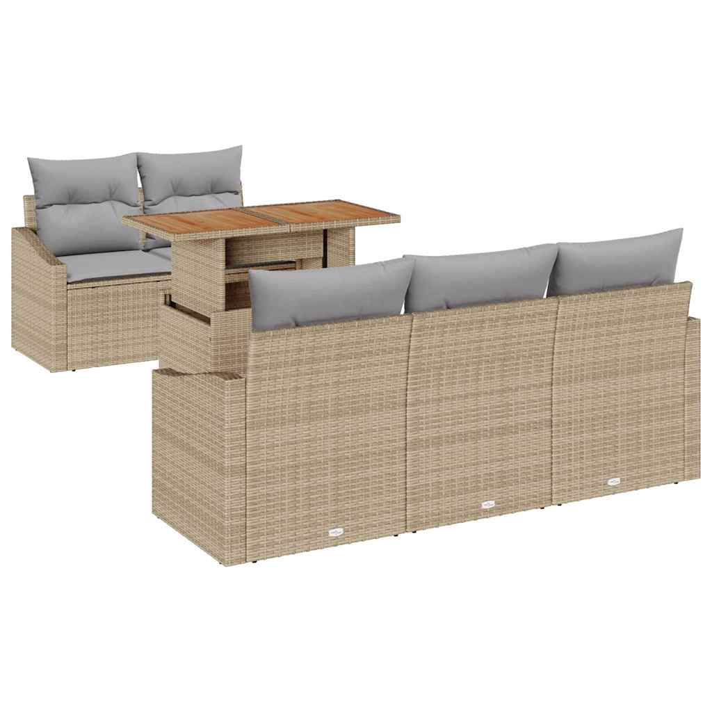 Garten Essgruppe mit Kissen 6 pcs Schwarz und Creme
