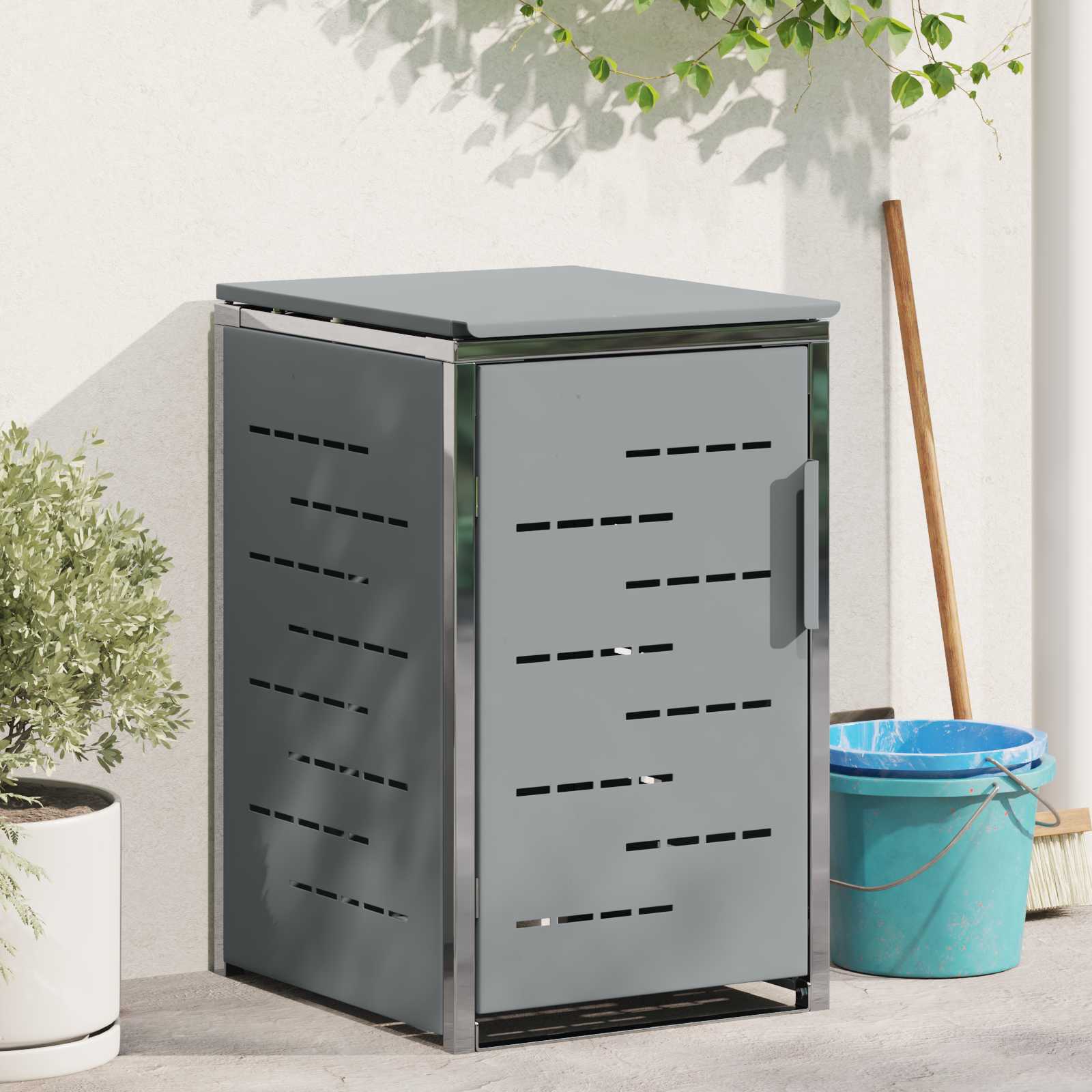 Mülltonnenbox for 2 Bins 240L Edelstahl Schwarz