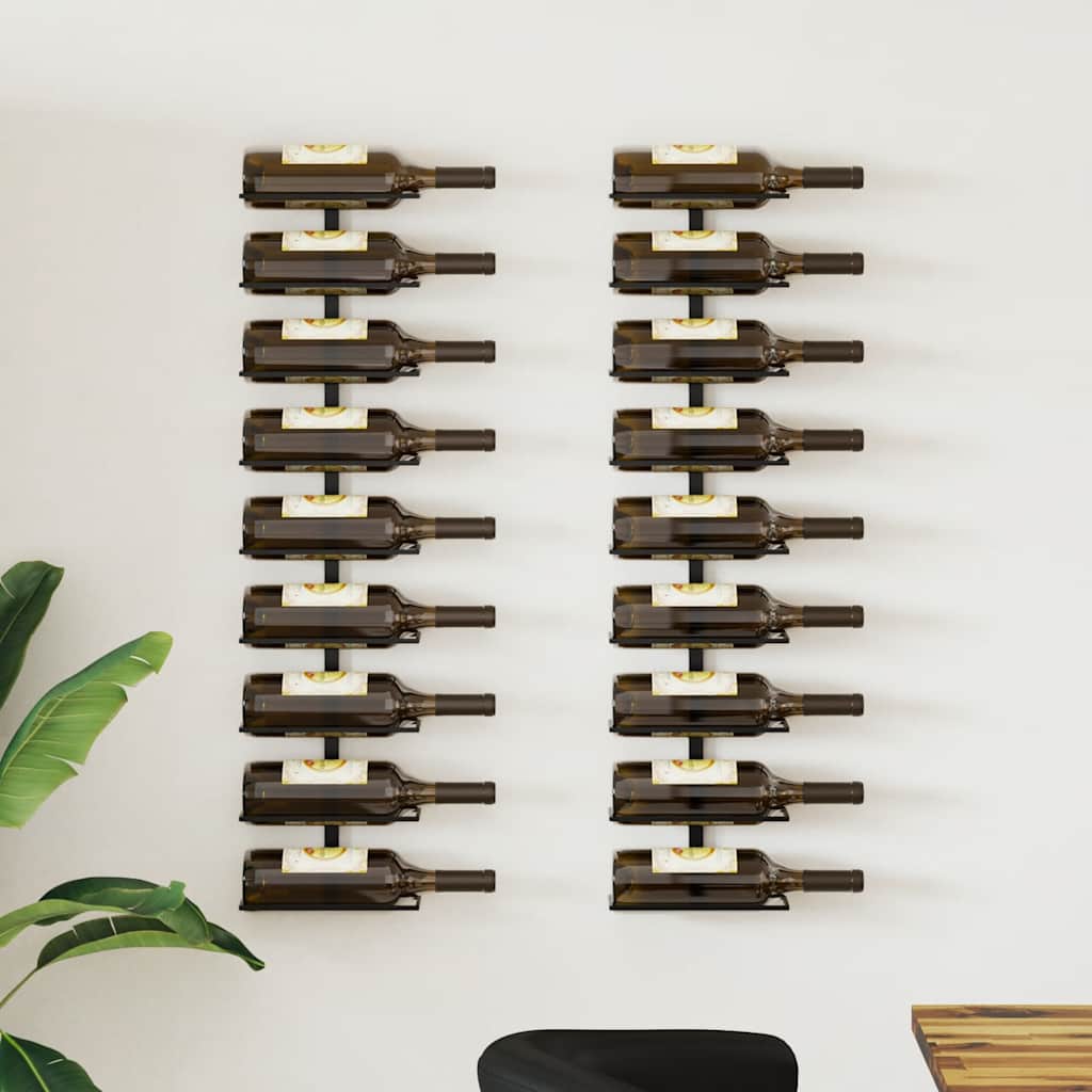 Wand-Weinregal für 9 Flaschen Schwarz Eisen