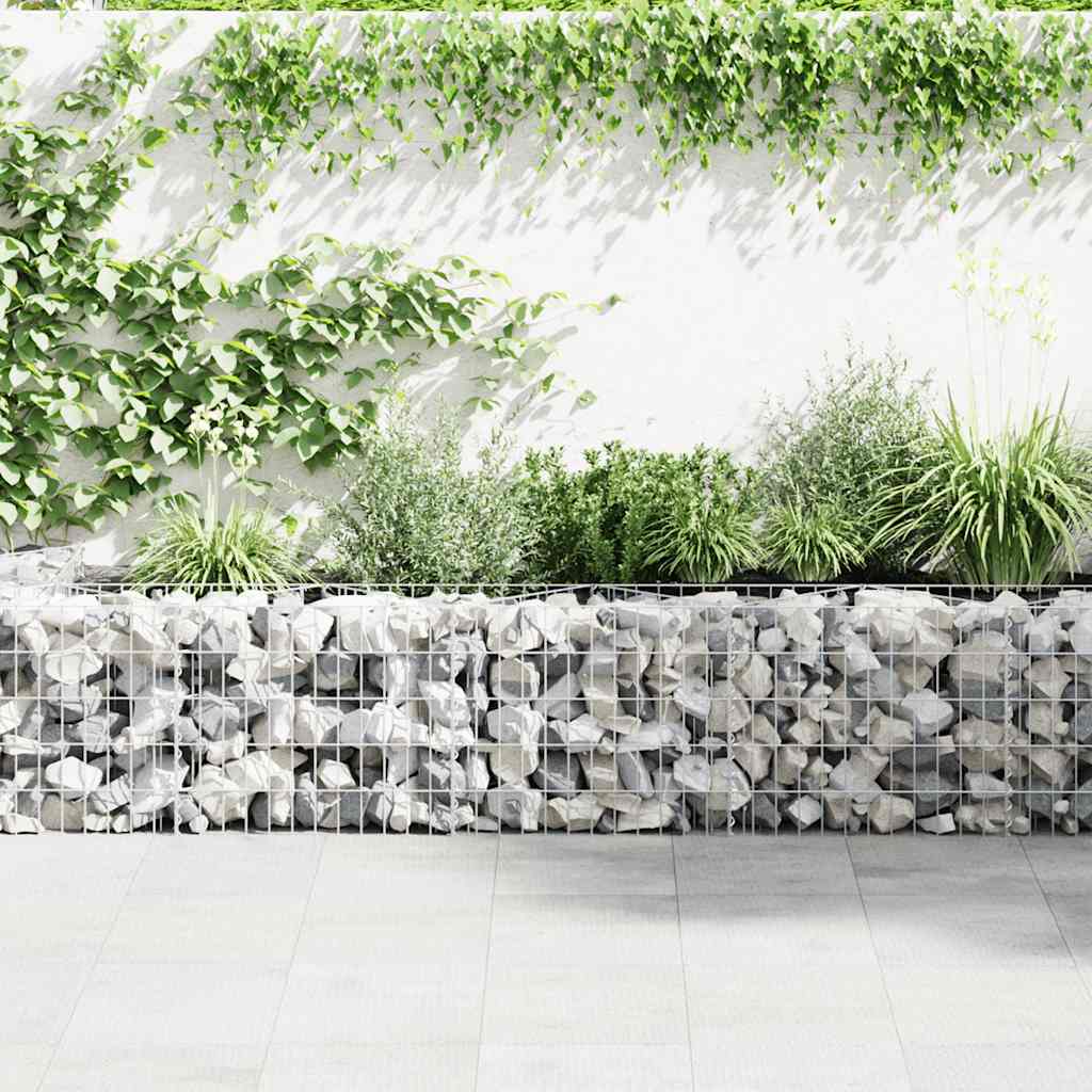 Gabionenwand mit Abdeckung Verzinkter Stahl 20×20×100 cm