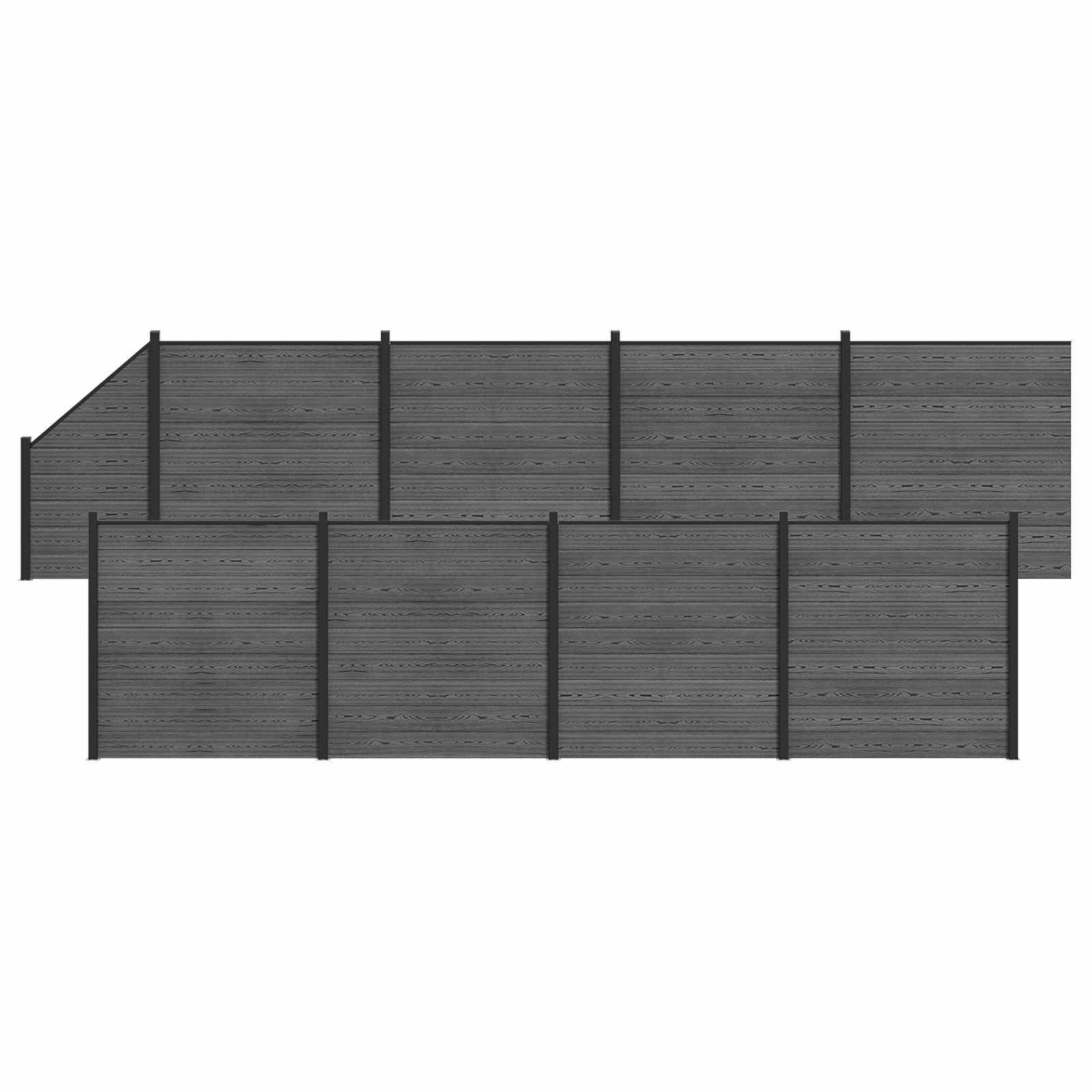 Zaunelement WPC 180x186 cm Schwarz
