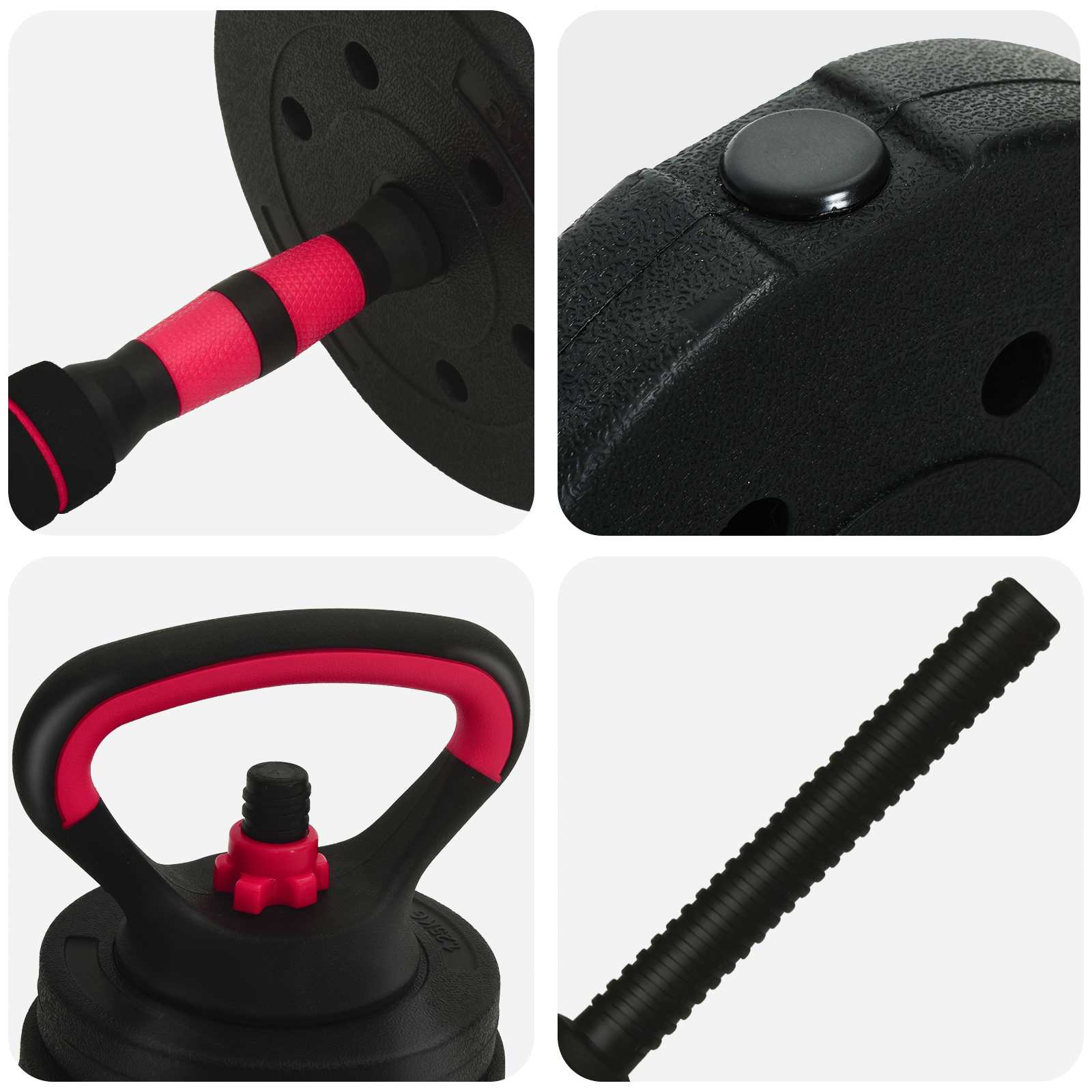 2-in-1 Hantelset 40kg Schwarz und Rot Zement und Eisensand