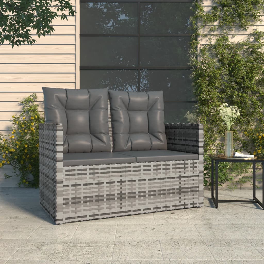 Gartenbank mit Kissen Schwarz 105 cm Poly Rattan