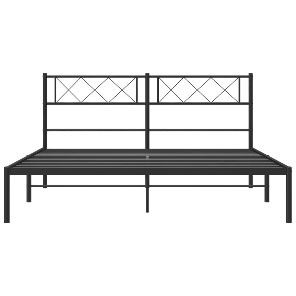 Bettgestell mit Kopfteil Metall Schwarz 100x190 cm