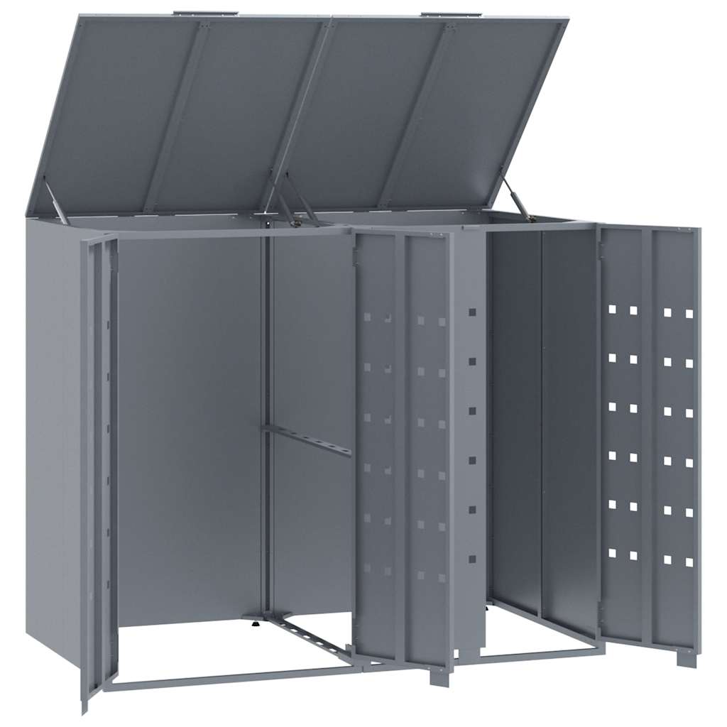 Mülltonnenbox für 2 Tonnen Schwarz 138x79x117 cm Stahl