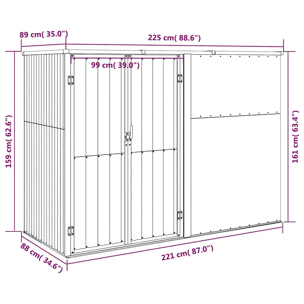 Gerätehaus Grün 88x89x161 cm Verzinkter Stahl