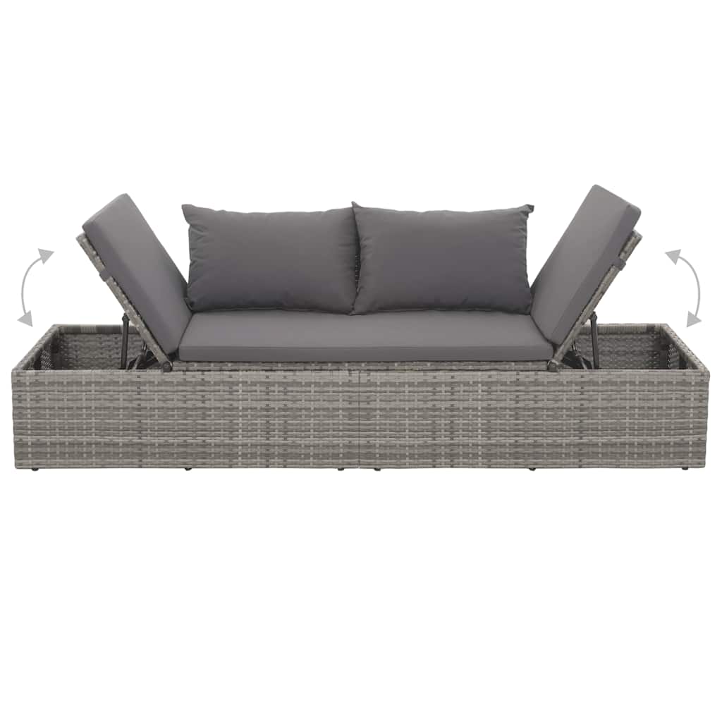 Gartenbett Schwarz 195×60 cm Poly Rattan